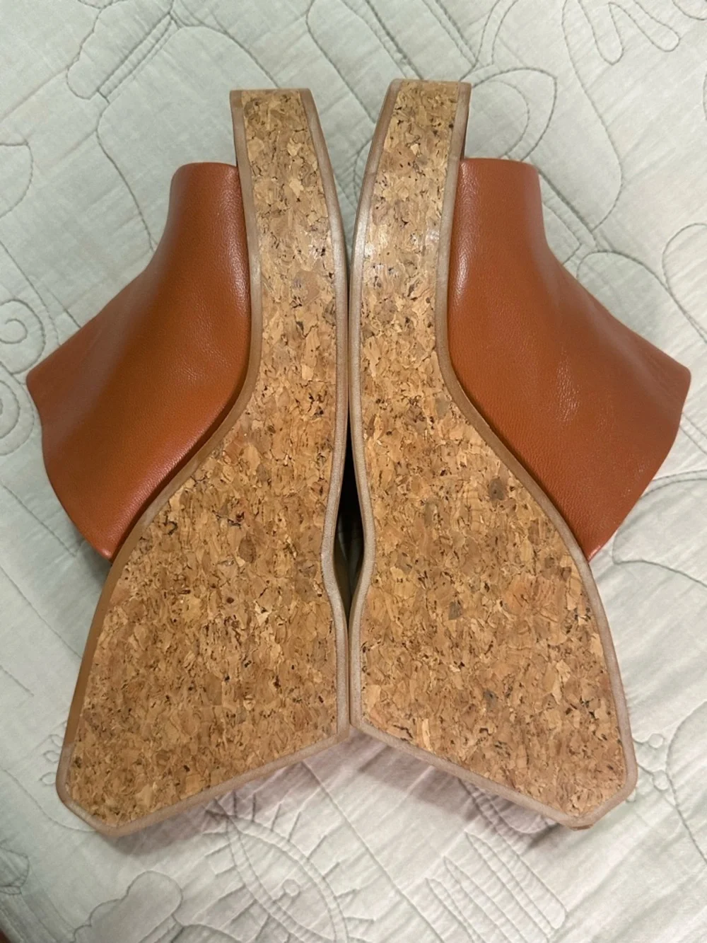 Clergerie Paris Cork Platform Wedge Mule Sandals Brown Leather EU 39 NIB $545